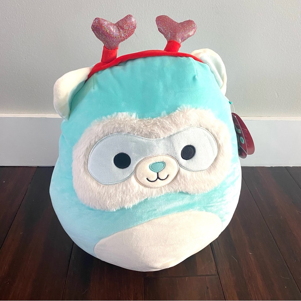 SQUISHMALLOWS NWT Anneli Teal White Ferret With Heart Headband 16" Stuffed Toy *